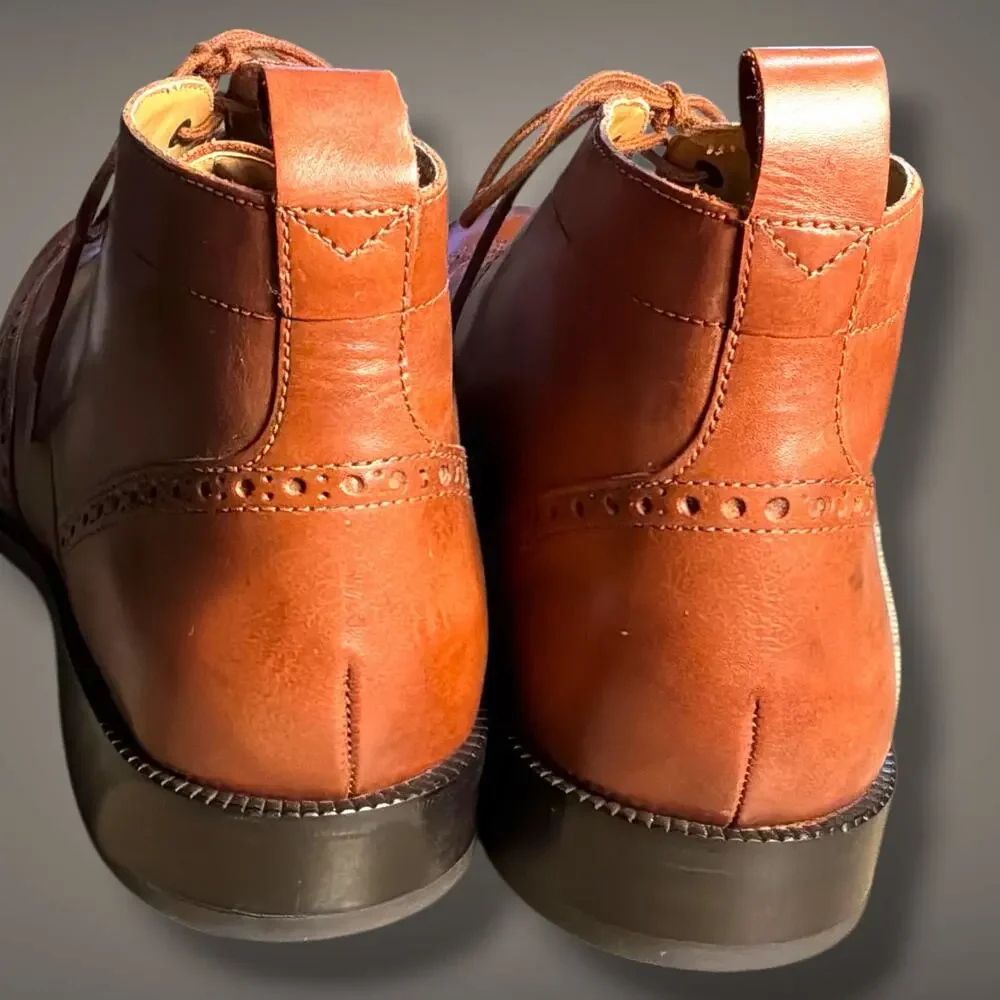 Men's 9.5 COLE HAAN Williams Wingtip Brown Leather Dress Chukka Boots C12674
